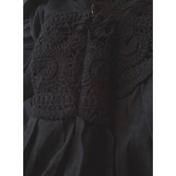 Jason Wu Linen Blend Crochet Knit Detail Maxi Dress Black Womens Medium $425 NEW - Picture 10 of 11